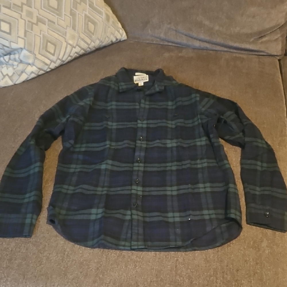 J. Crew Men's Plaid Shirt - Green and Blue